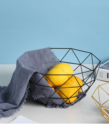 geometric modern metal fruit basket