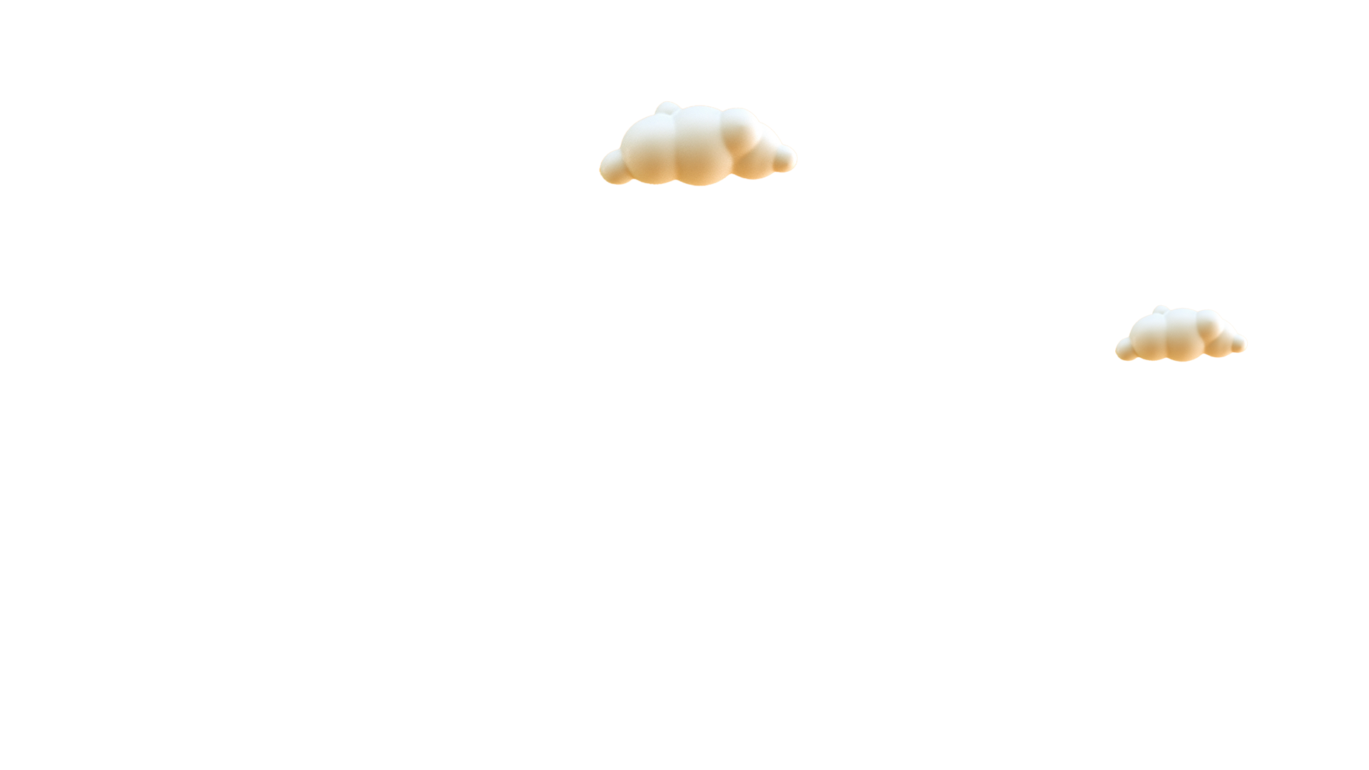 Three cartoon-style clouds on a black background.