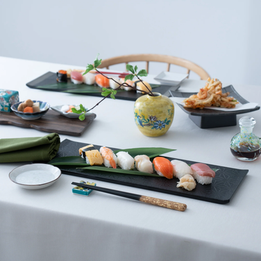 Table Setting #95 Sushi on Echizen Lacquerware