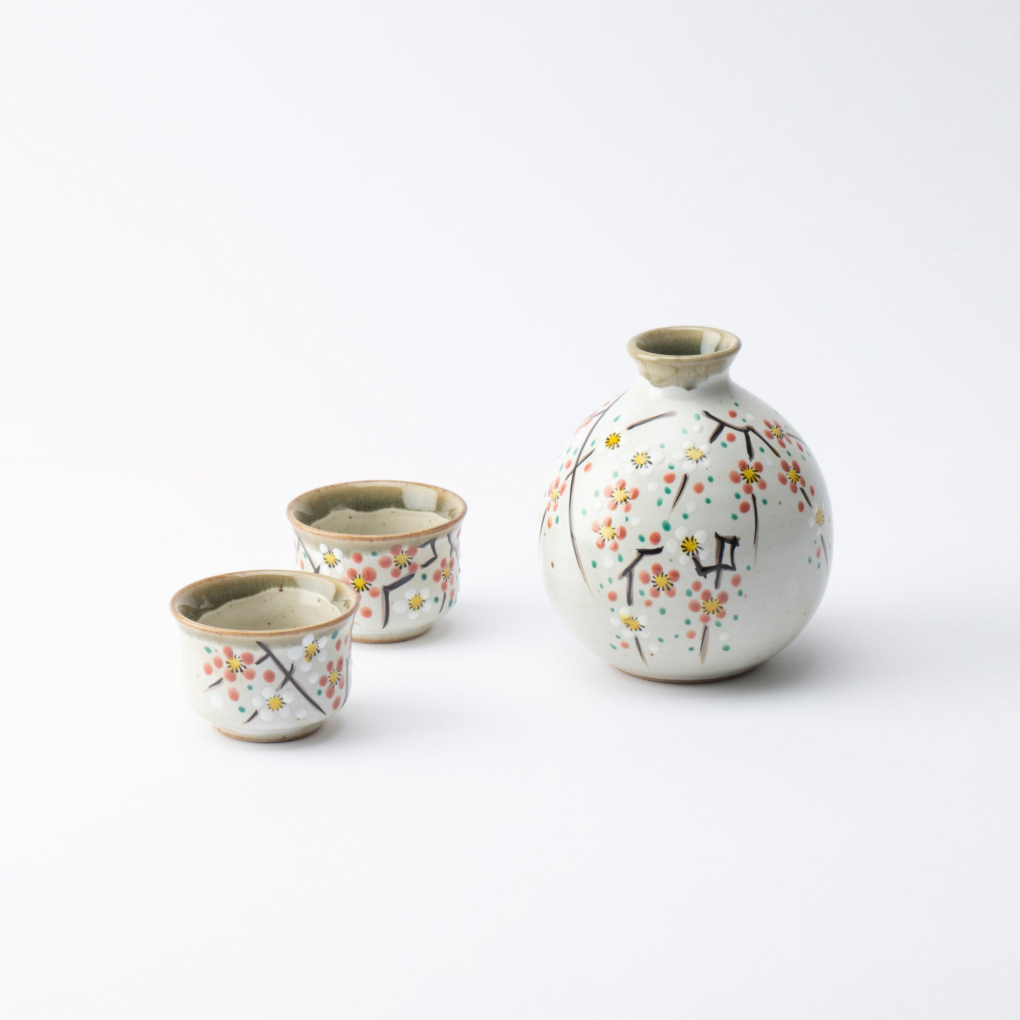 Tosnail 5 Pieces Ceramic Japanese Sake Set, 1 Serving Carafe and 4 Cups -  Pink Sakura