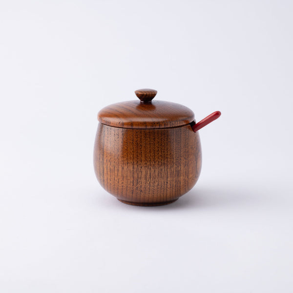 Red Glaze Mino Ware Sauce Container with Lid, MUSUBI KILN