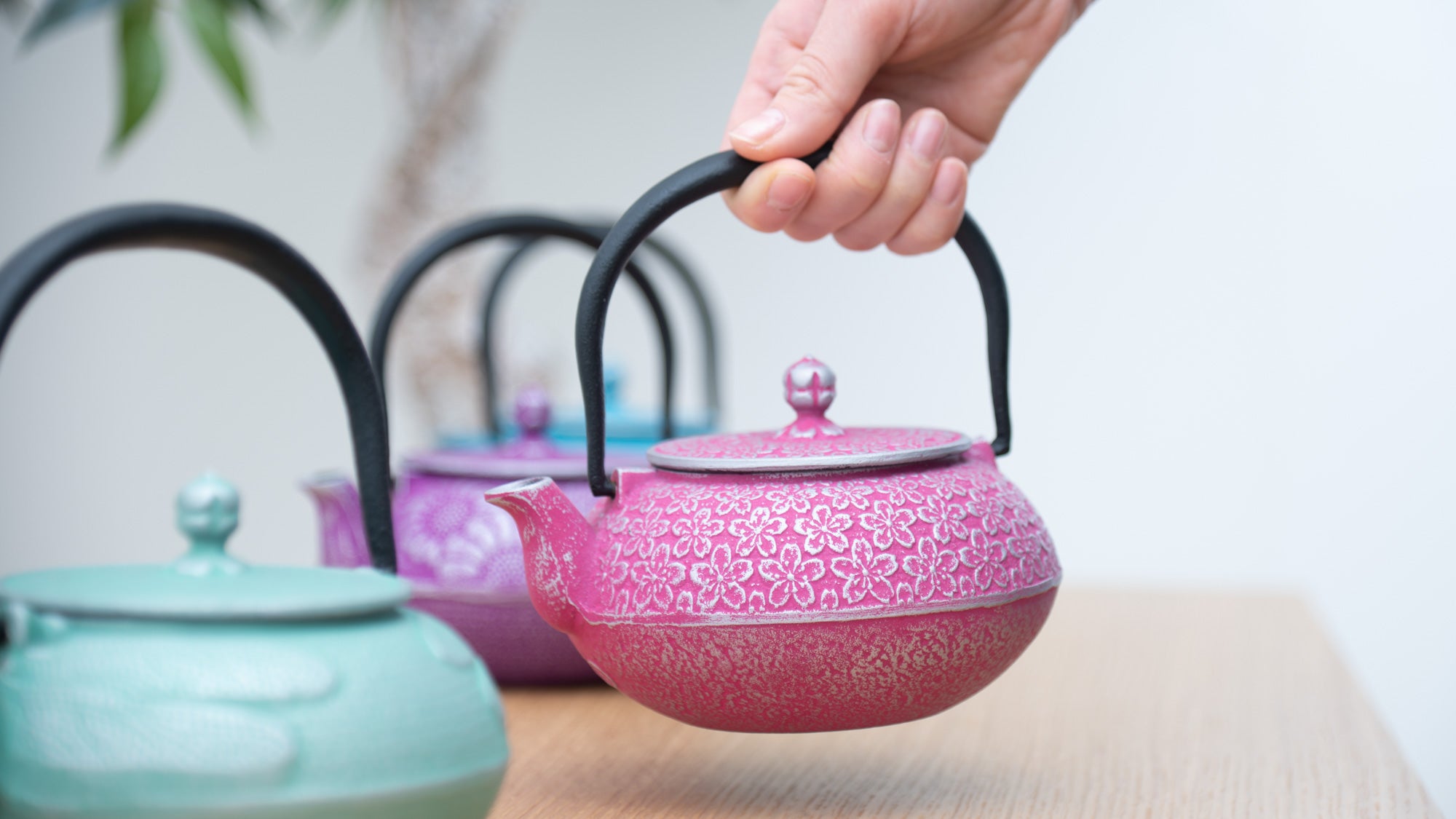 Roji Associates Pink Sakura Nambu Ironware Cast Iron Teapot, MUSUBI KILN