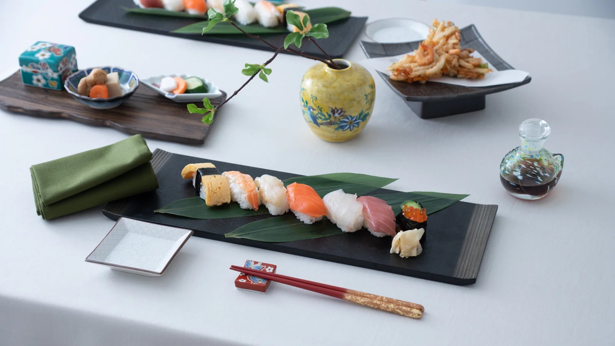 Table Setting #95 Sushi on Echizen Lacquerware, MUSUBI KILN
