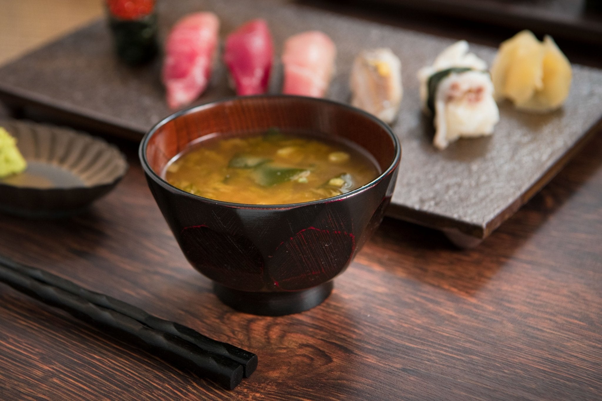 Japanese Table Setting #24 Modern Sushi Set with Ash Graze Mino