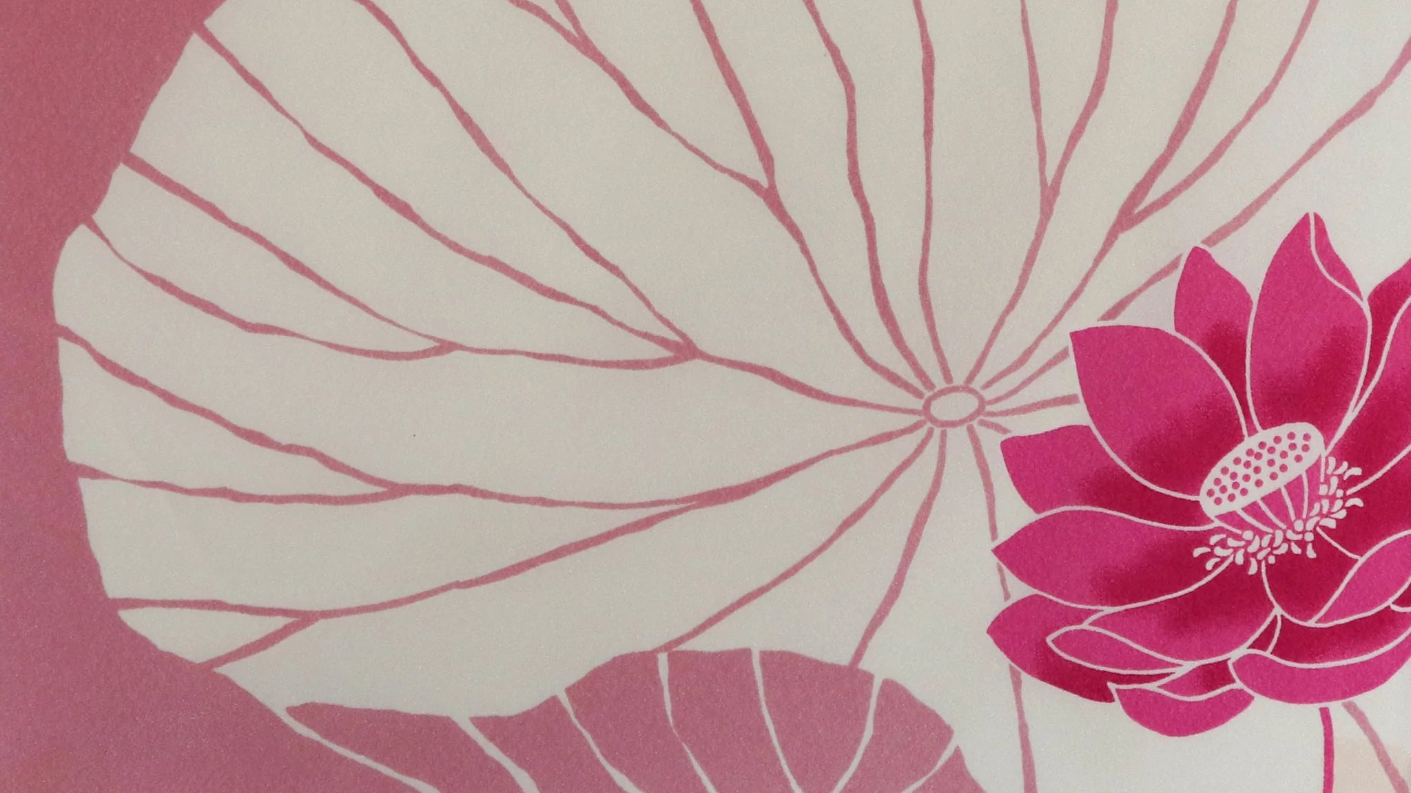 Pink Lotus Flower Rayon Chirimen Furoshiki Wrapping Cloth 28in