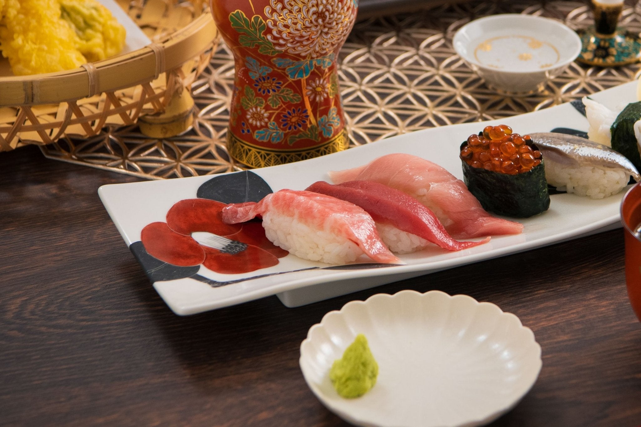 Japanese Sushi Plate & Dish Set - Crackleglaze