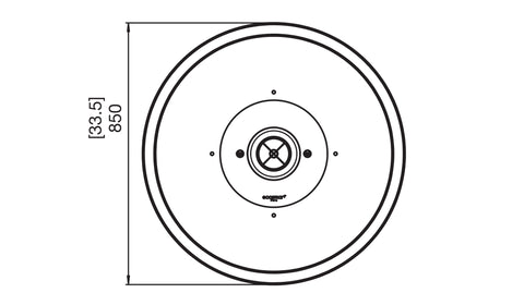 Technical drawing showing the top view of the EcoSmart Fire Mix 600 Bioethanol Fire Pit