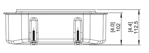 Technical drawing showing the front view of the EcoSmart Fire VB2 Bioethanol Burner