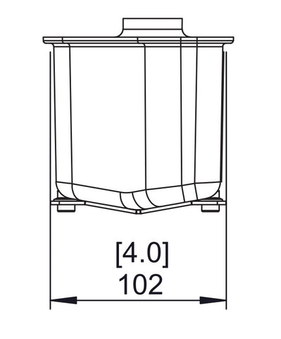 Technical drawing showing the side view of the EcoSmart Fire VB2 Bioethanol Burner