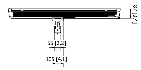 Technical drawings showing the top view of the Heatscope Pure 3000w Electric Radiant Heater