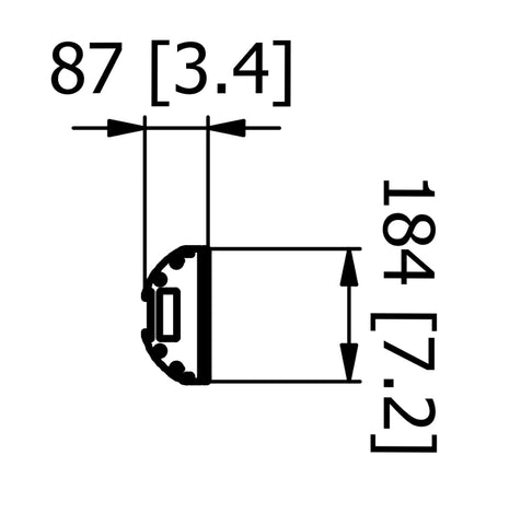 Technical drawings showing the side view of the Heatscope Vision 3200w Electric Radiant Heater