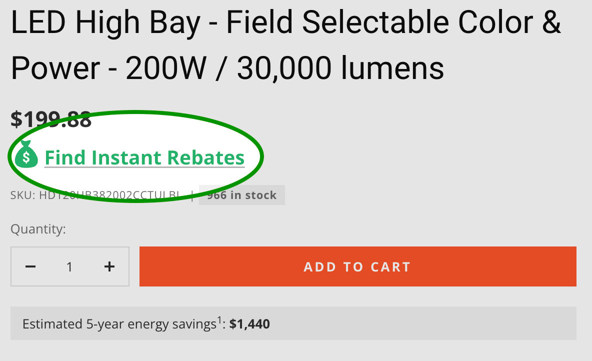 Use the 'See If Rebates Are Available for This Light' link to start our quick-search
