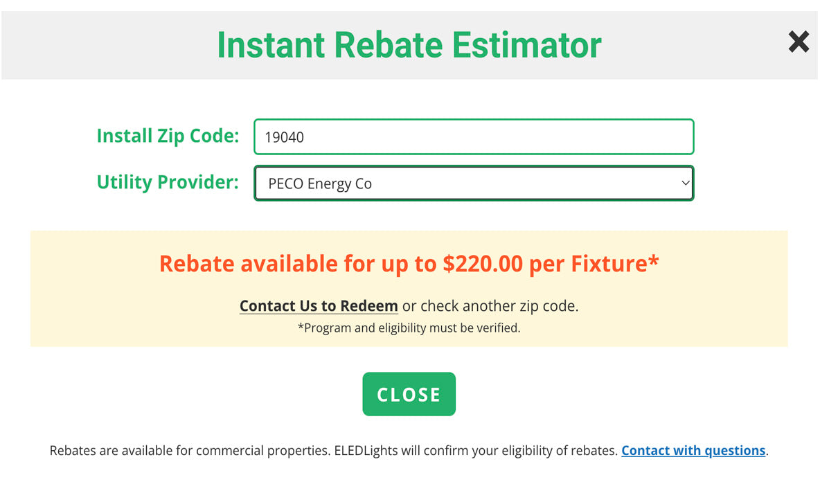 Enter the installation location's zip code and select the applicable utility provider