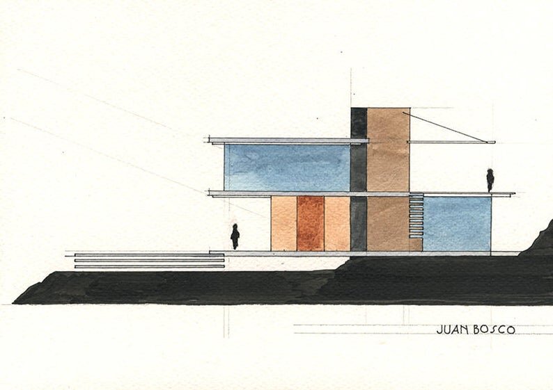 Architectural drawing of house project Poster - graphic architecture ...