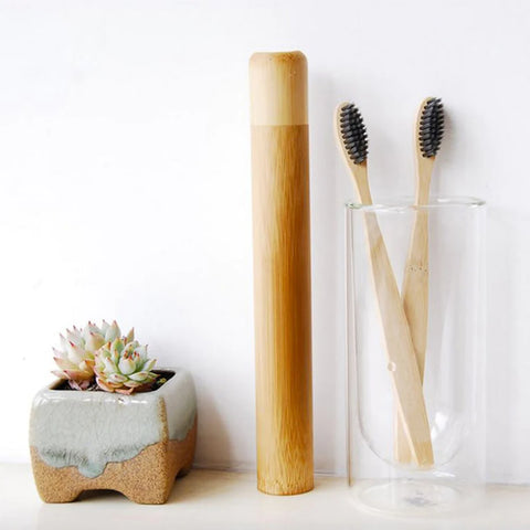 Bamboo Toothbrush with bamboo holder