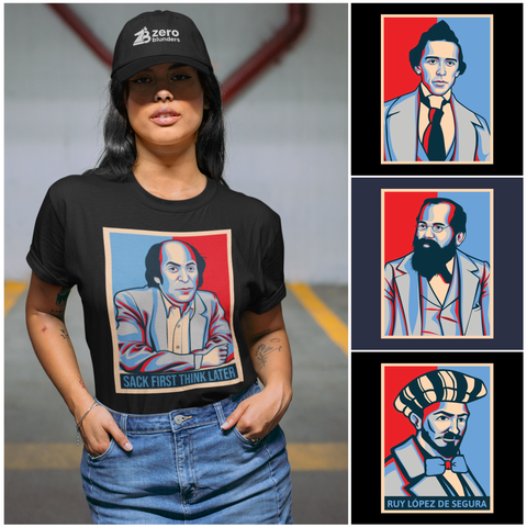 Legendary chess players portrait t-shirts