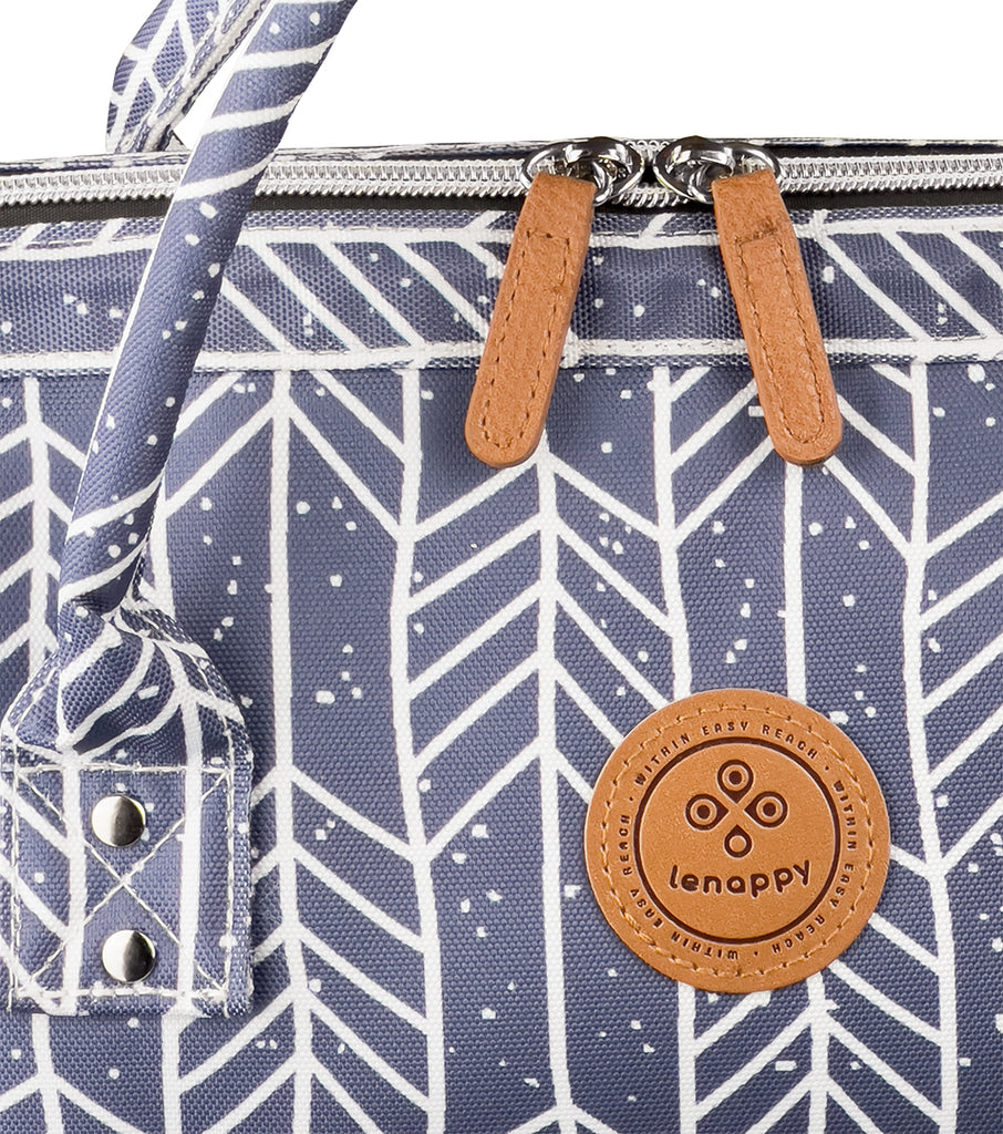 A closer look at the Yama-colored fabric of the Lenappy diaper bag