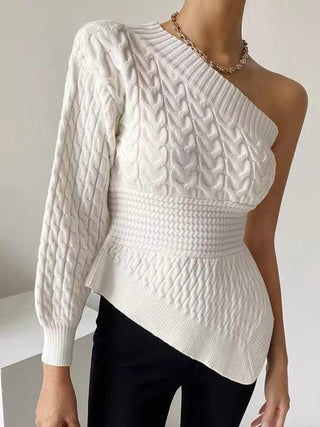 Chic Off-the-shoulder Irregular Knitted Sweater