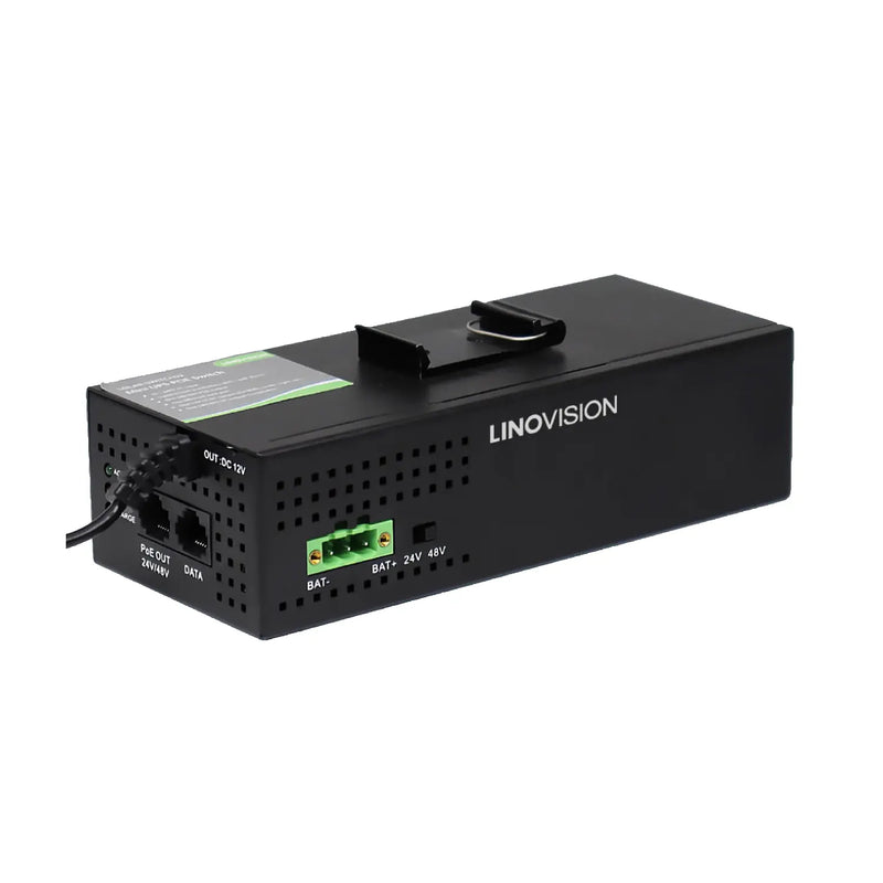 Mua LINOVISION Industrial 5 Ports Gigabit Solar POE Switch with DC12V-48V  to DC48V Voltage Booster,4 x IEEE802.3af/at 30W POE Ports @120W, IP40,  Compact POE Power for Solar Power/RV Truck/VoIP Systems trên