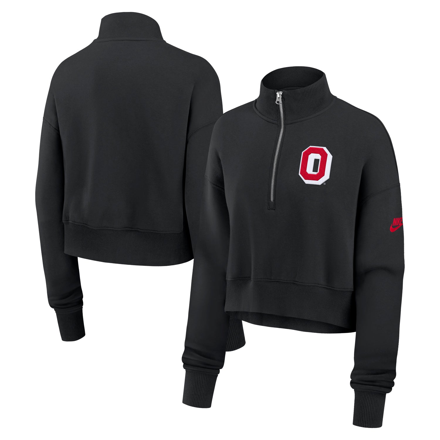 Women’s Crop Retro Quarter Zip Fleece Pullover - BuckeyeCorner.com product image