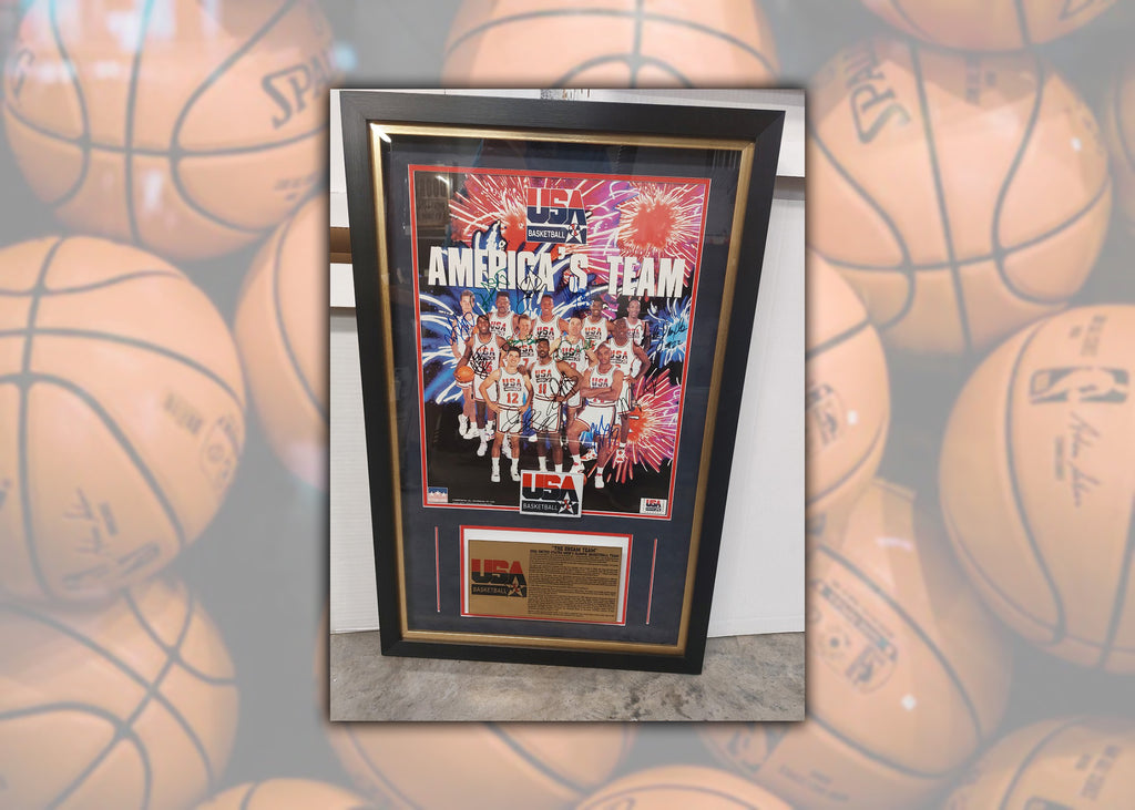 Dream Team Framed Photo - Magic Johnson, Larry Bird & Michael Jordan with  Laser Signatures