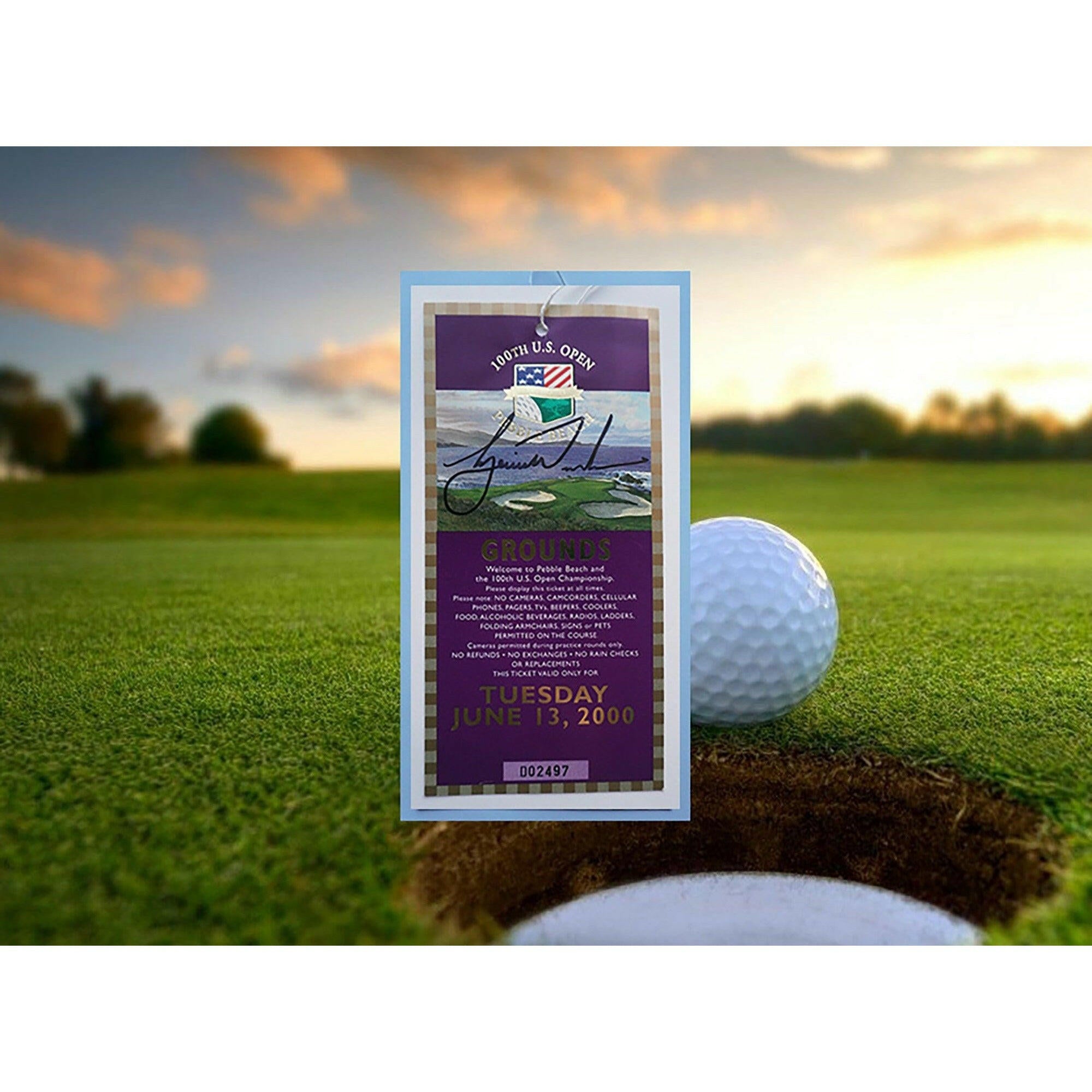 Tiger Woods US Open Pebble Beach signed ticket with proof