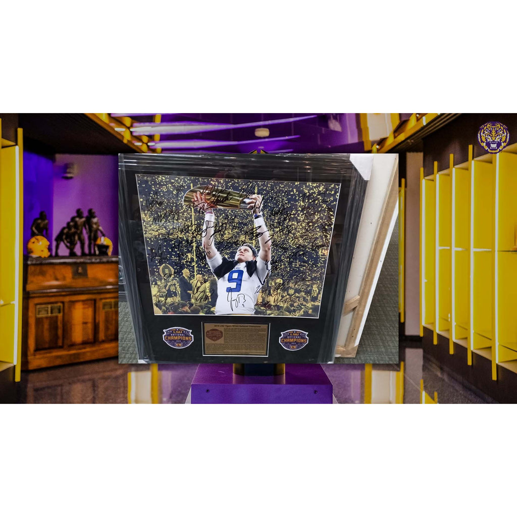 LSU National Champions Coach O & Joe Burrow 8x10 photo w/Engraved