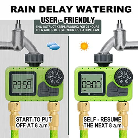 Worth Garden Digital Outdoor 2 Outlet Watering Water Timer Programmable Sprinkler Timer