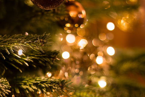 Christmas lights blurred on a tree