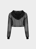 Mesh Hollow Lace-up Blouse