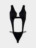 Sexy Pin-embellished Suspender Strapless Bodysuit