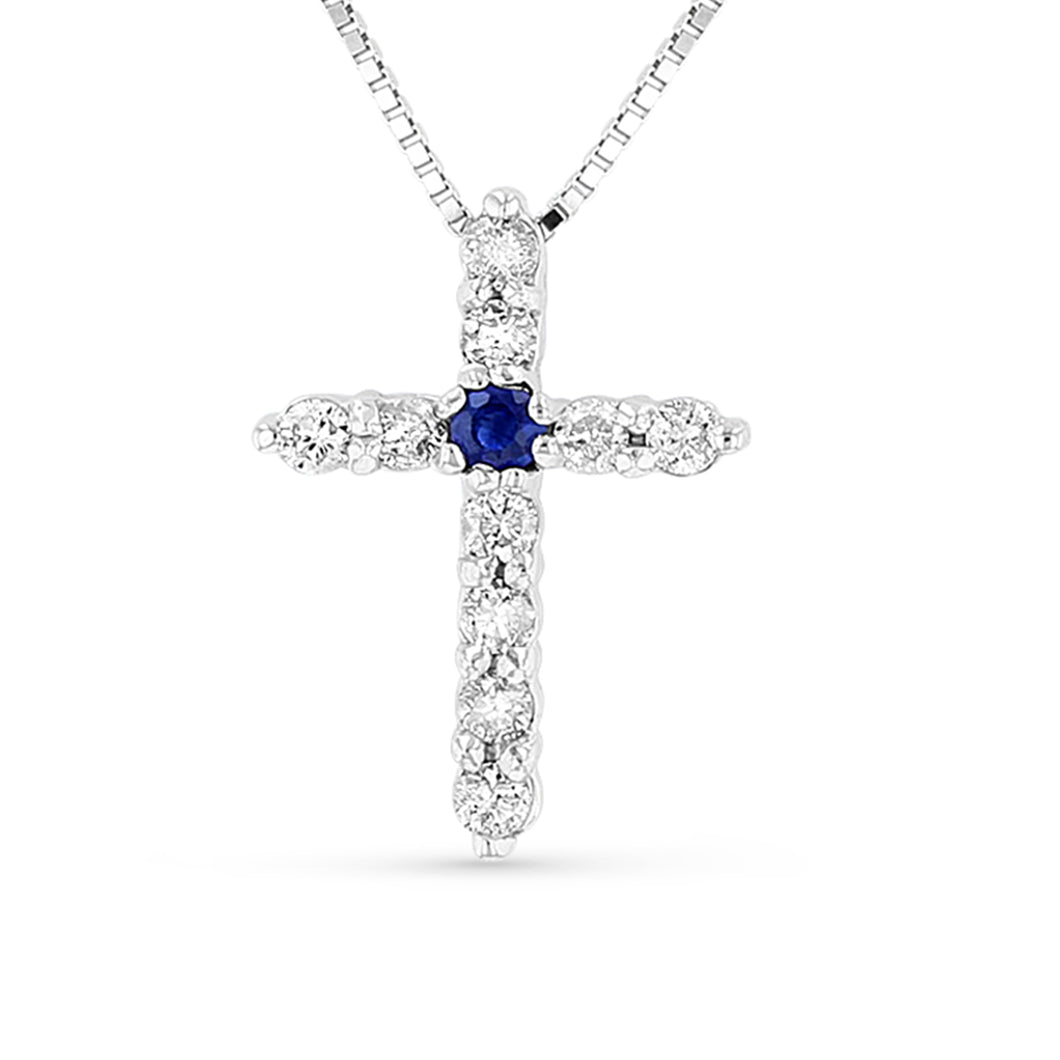 blue diamond cross pendant