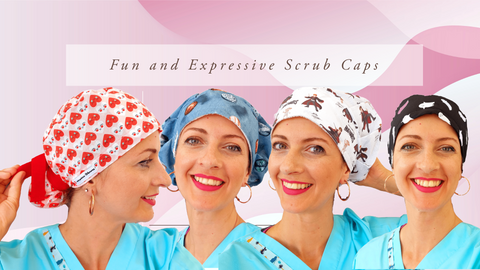 fun and expessive scrub caps in many styles such is euro scrub hat, scrub cap  ponytail, bouffant scrub hat and the scrub cap for mens surgeons .