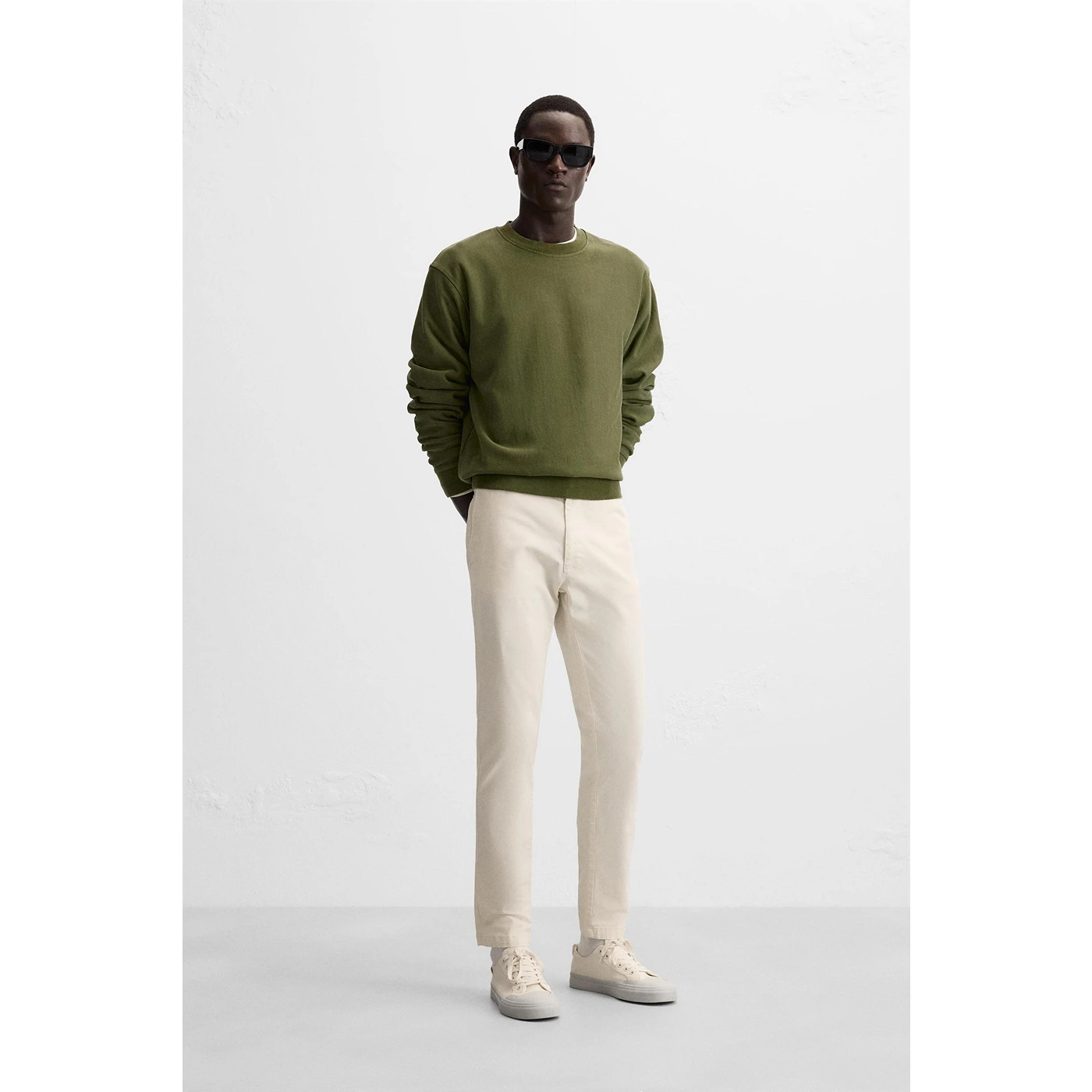Ecru Slim Fit Chinos