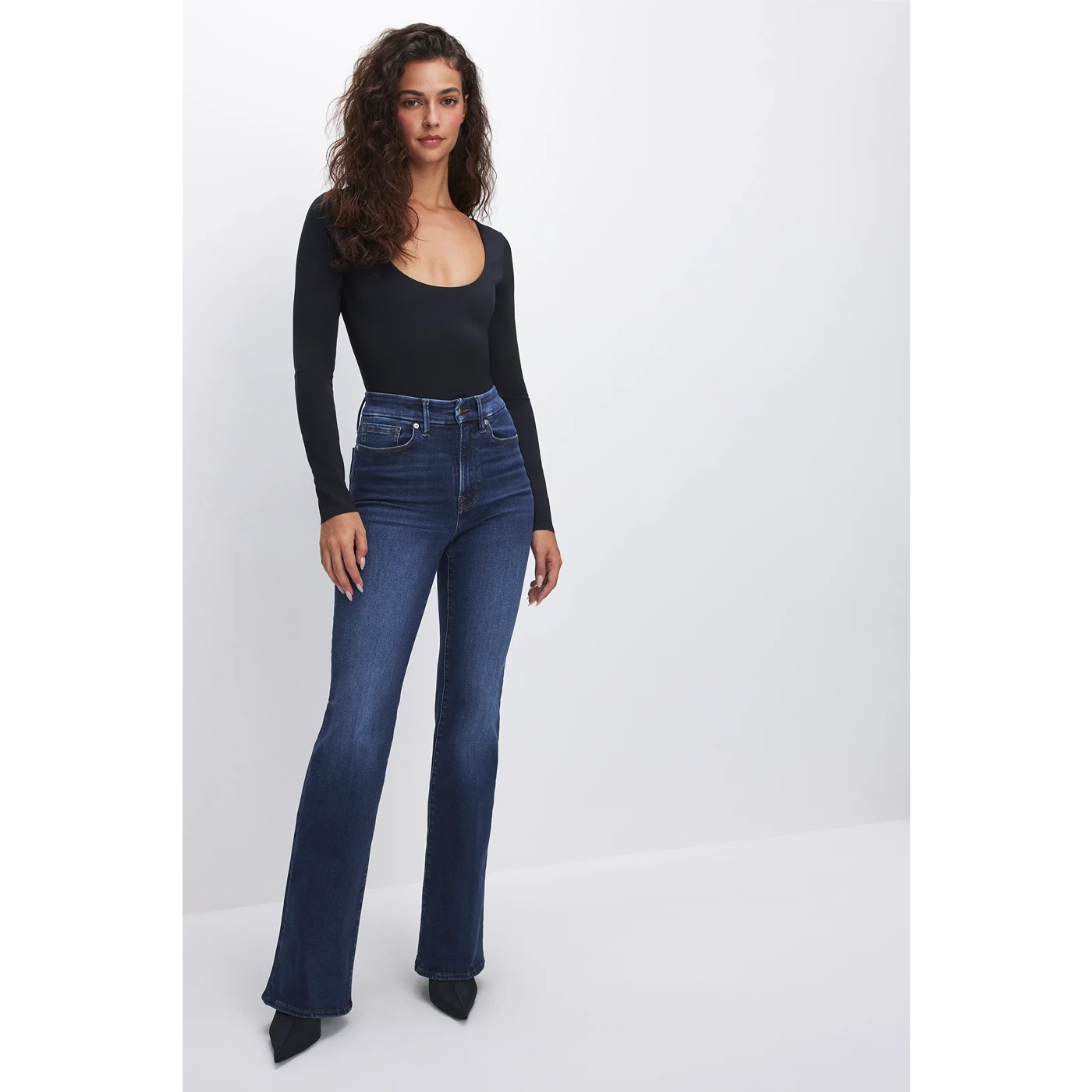 Dark Blue High Rise Flare Jeans