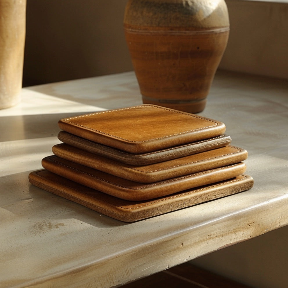 leather coasters atelier madre manuel dreesmann barcelona