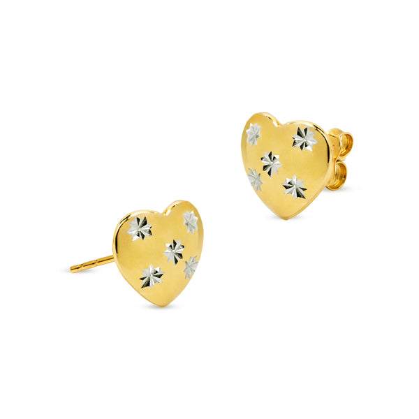 HEART WITH DIAMOND CUT DESIGN TWO TONE IN 14K GOLD