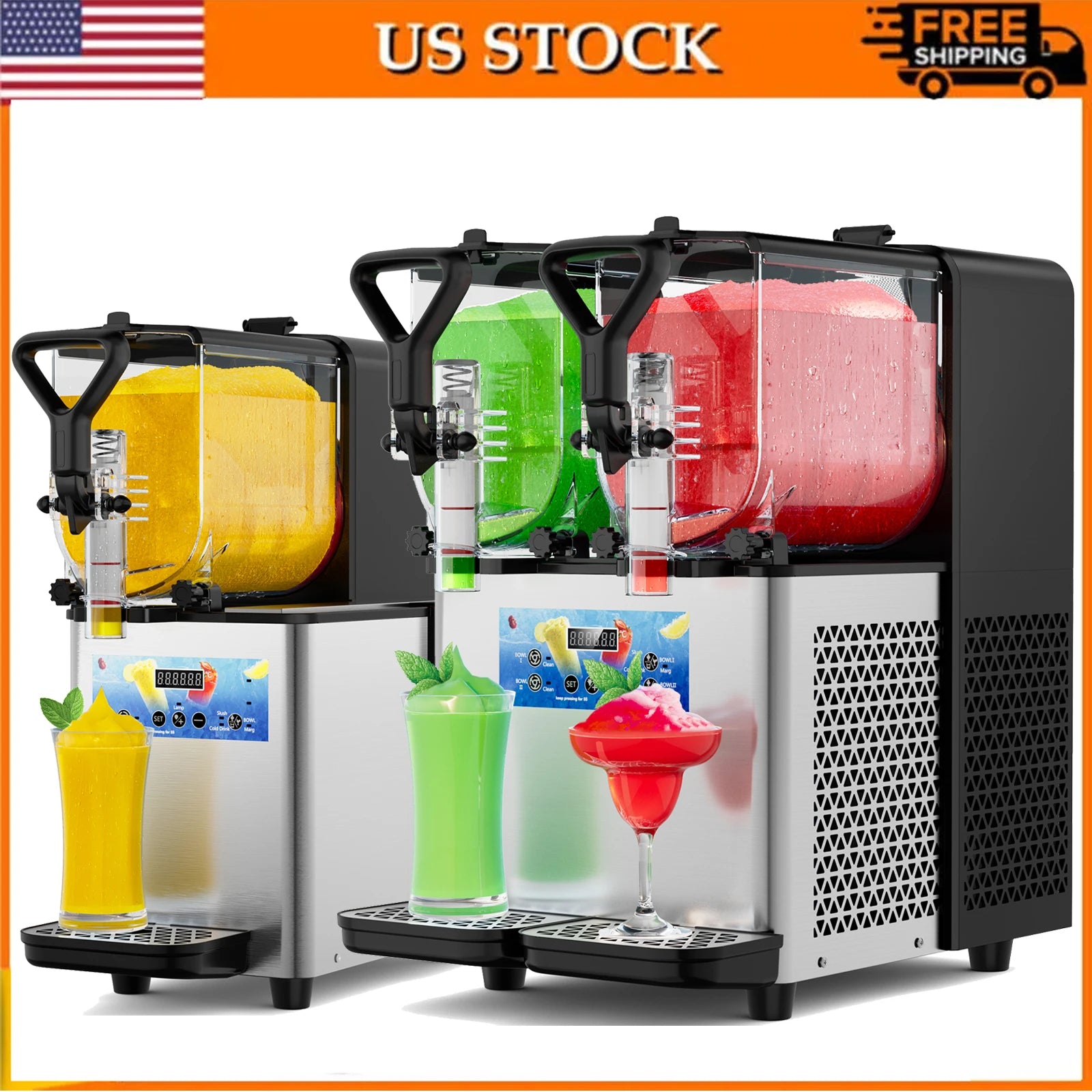 3/6L Commercial Slushie Machine Slush Maker Frozen Drink Maker Dispenser Ice-Cool Juice Smoothie Granita Vending Machine 110V