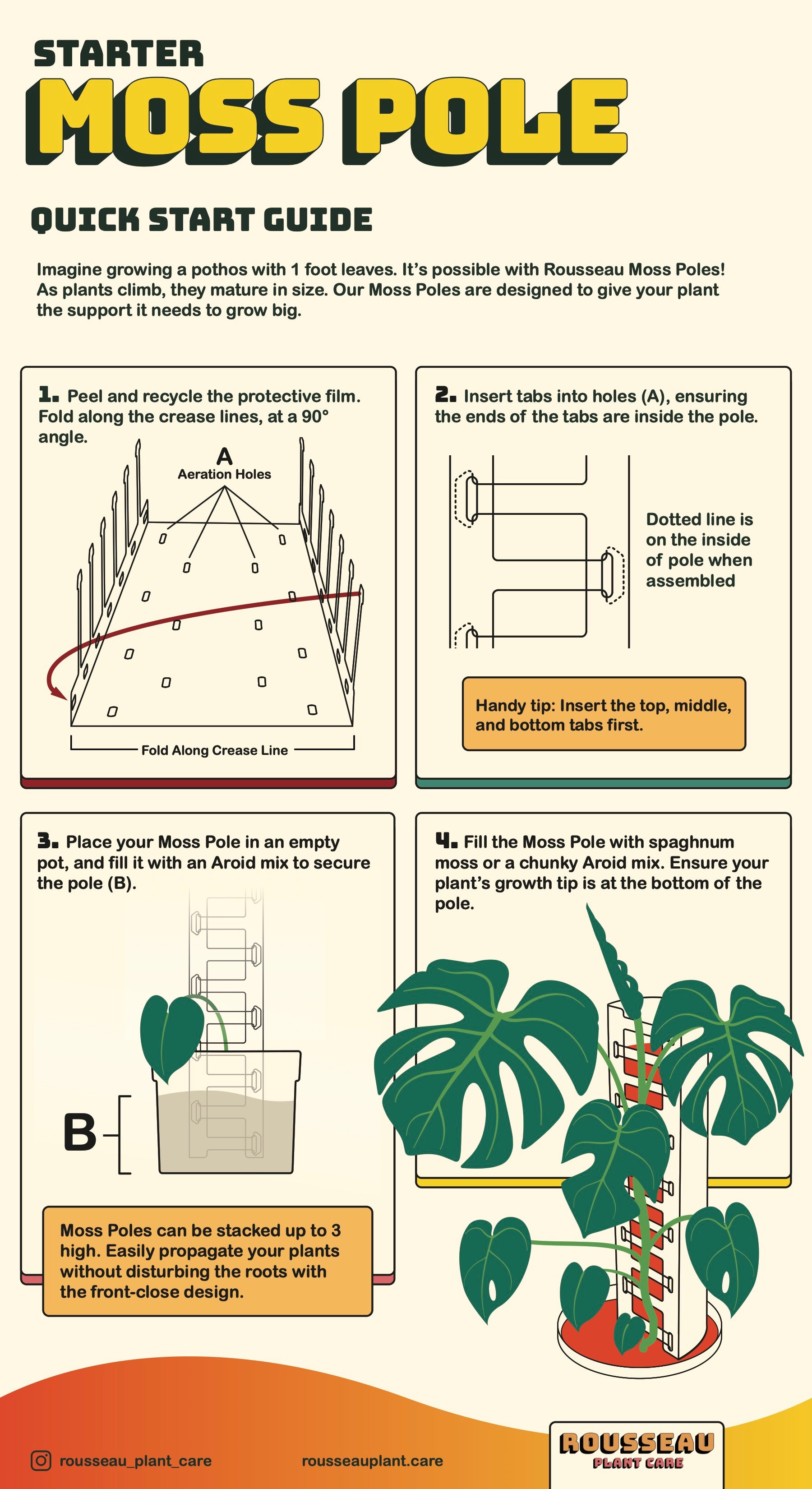 Clear Moss Pole Instructions & Tips – Rousseau Plant Care