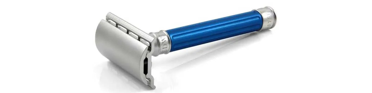 Fars dag present Edwin Jagger 3ONE6 Stainless Steel Blue DE Safety Razor