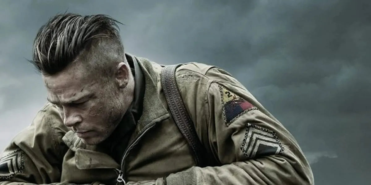 Brad Pitt med klassisk herrfrisyr i filmen Fury