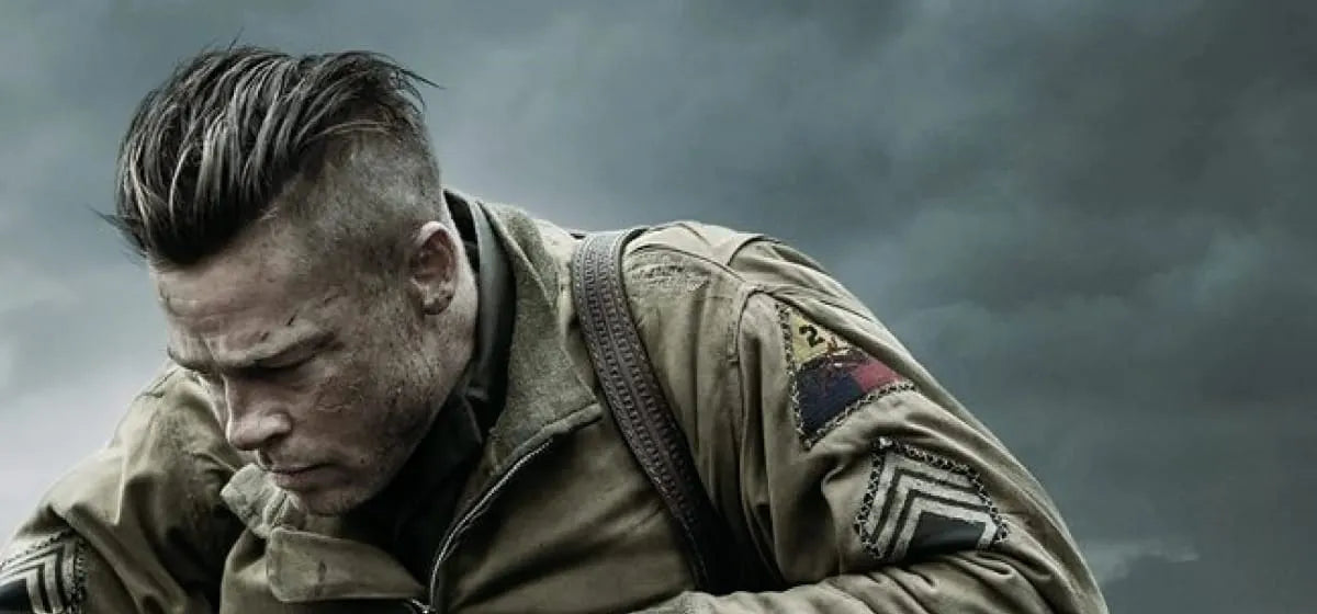 Klassisk herrfrisyr på Brad Pitt från filmen Fury