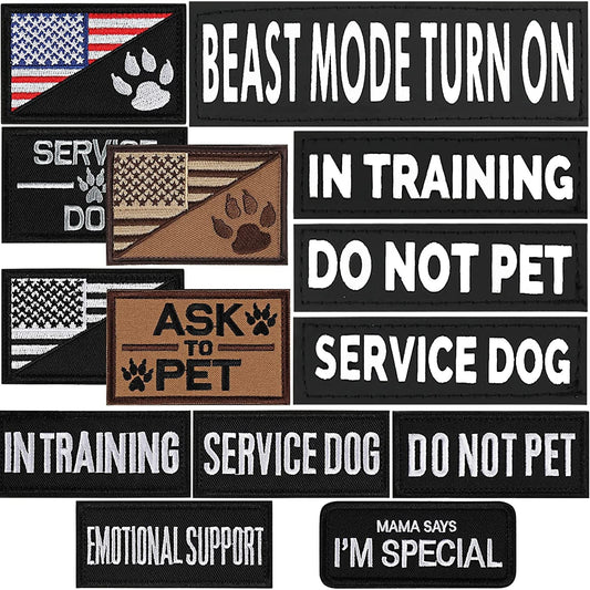 14 Pieces Service Dog Patches Dogs Harness Vest Patch for Tactical