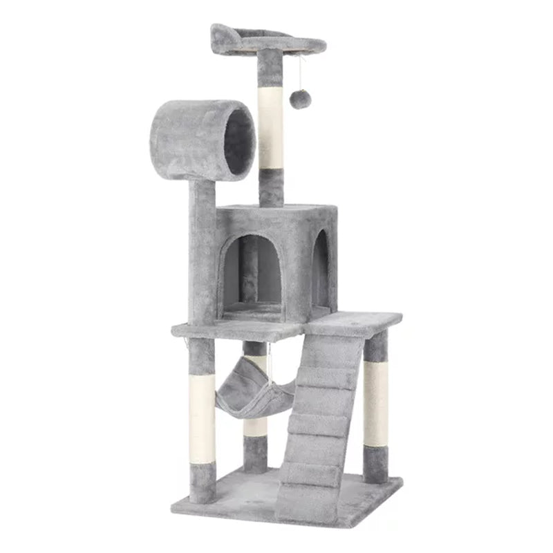 Smilemart 51" Cat Tree with Hammock and Scratching Post Tower, Black