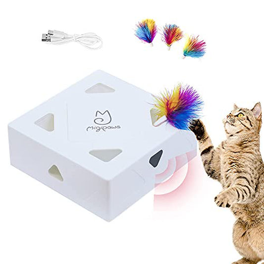 Migipaws Cat Toy,7-in-1 Automatic Interactive Kitten Toys Pack,Rolling  Ball,Cat Feather Wand,Catnip Ball,Cat Self Grommer,Cardboard Cat