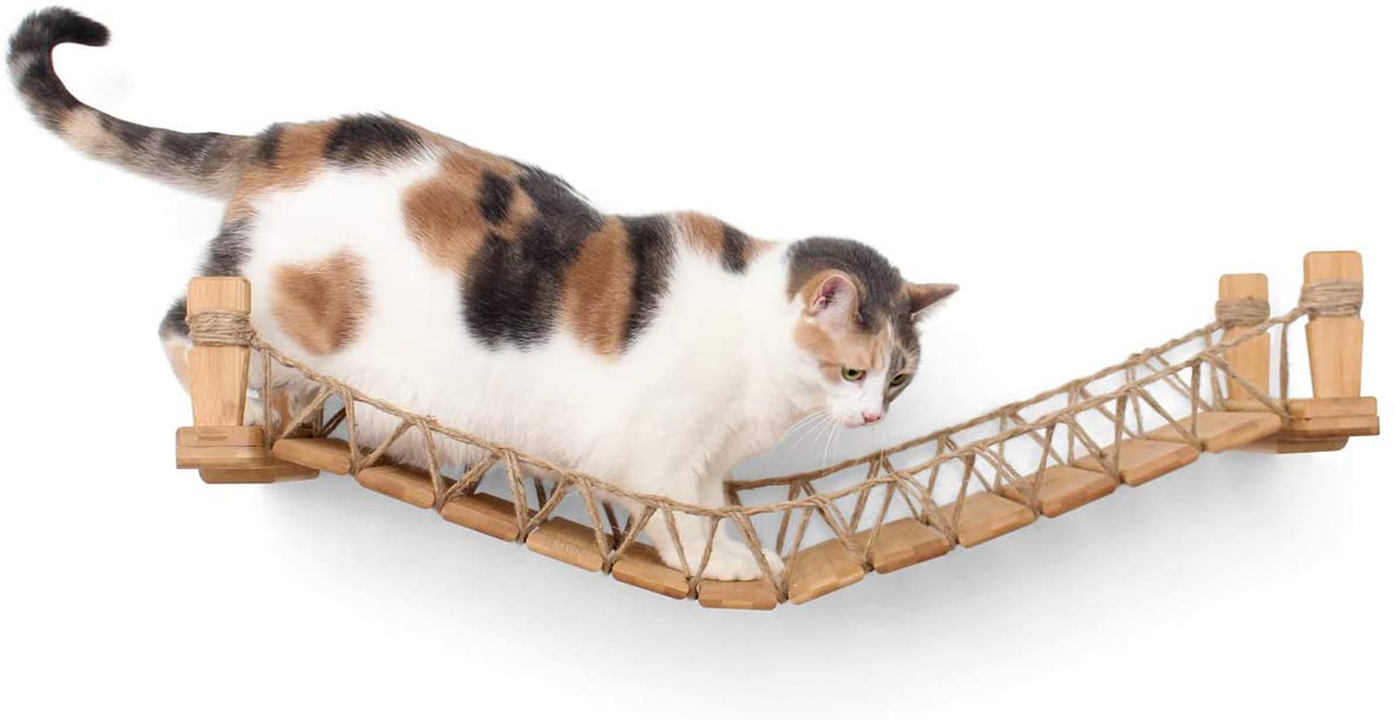 最も イーストリバーCatastrophiCreations Cat Bridge Wall-Mounted Play and Lounge Toy  Tree with Fabric Lounger for Pets