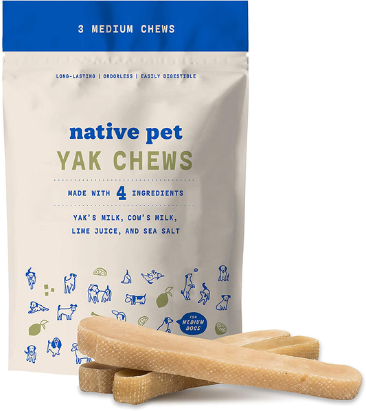  Native Pet Yak Chews (3 Medium Chews) : Pet Supplies