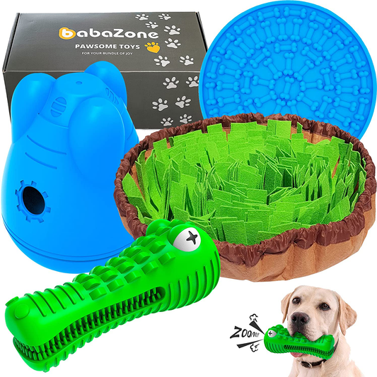 Fastsun Treat Dispensing Dog Toys Dog Rope Toy Squeaky Puzzle Enrichment Snuffle Toys Dog Treat Toys for All Dogs Tough Chew Teething Soft Puppy Toy (