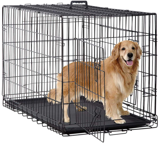 Cage pour chien XXL robuste pour chien : cage extra large 2 en 1 avec  cloison métallique amovible et 2 plateaux - chenil double boîte en métal  indestructible intérieur extérieur pour 2