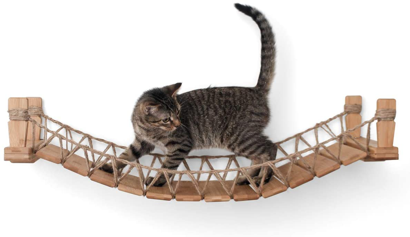 最も イーストリバーCatastrophiCreations Cat Bridge Wall-Mounted Play and Lounge Toy  Tree with Fabric Lounger for Pets